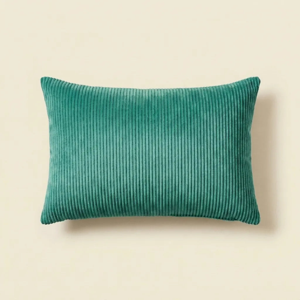 Emerald Green corduroy velvet lumbar cushion cover