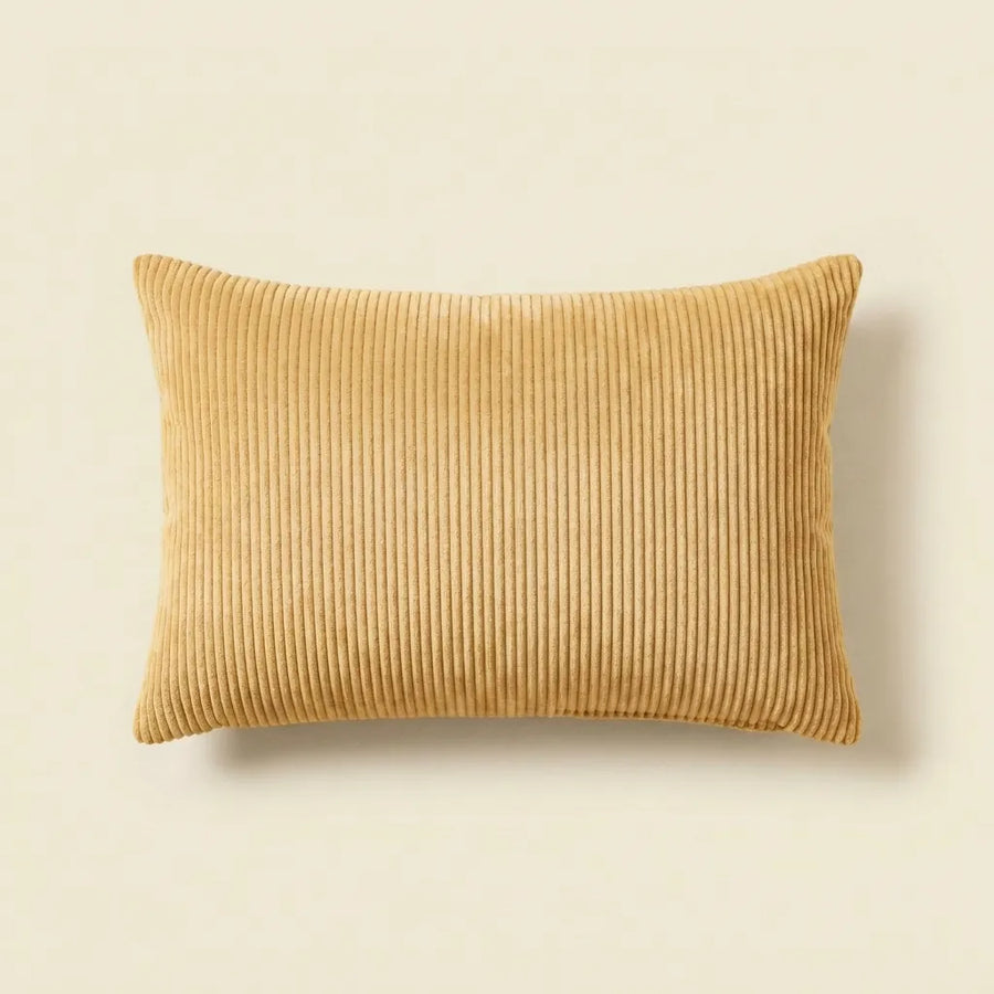 Yellow corduroy velvet lumbar cushion cover