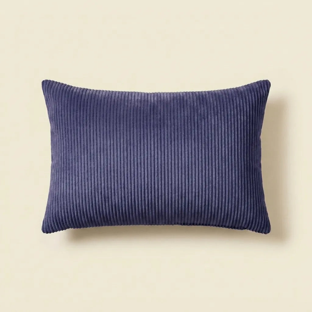 Dark Blue corduroy velvet lumbar cushion cover