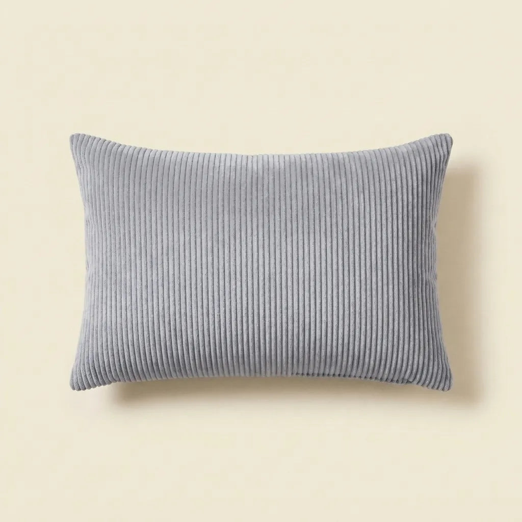 Silver Grey corduroy velvet lumbar cushion cover