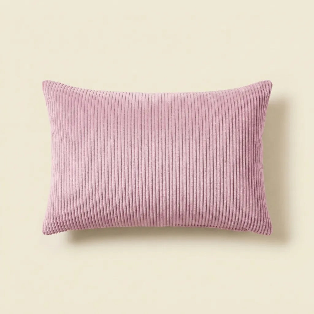 Rubber Pink corduroy velvet lumbar cushion cover