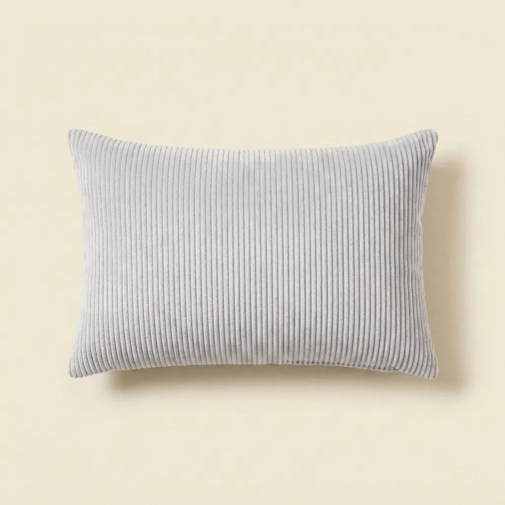 White corduroy velvet lumbar cushion cover