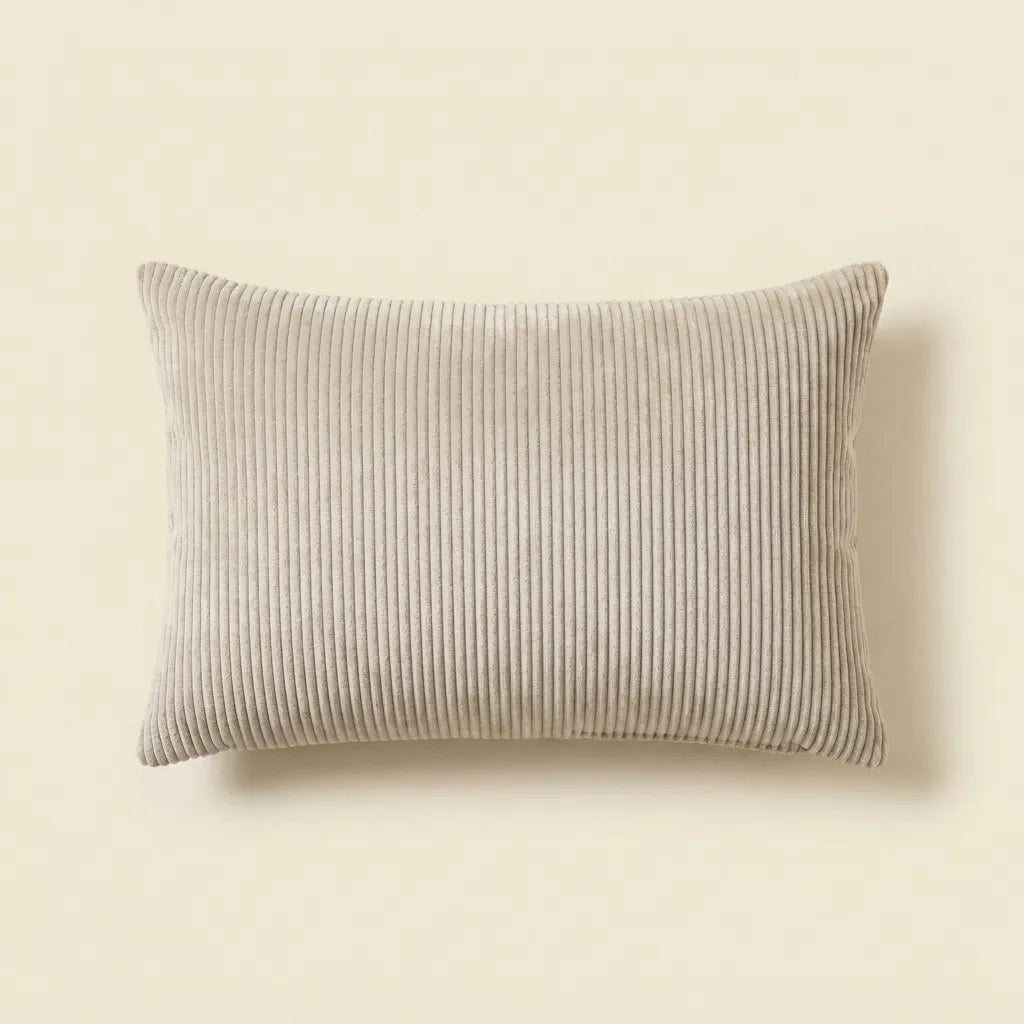 Cream corduroy velvet lumbar cushion cover