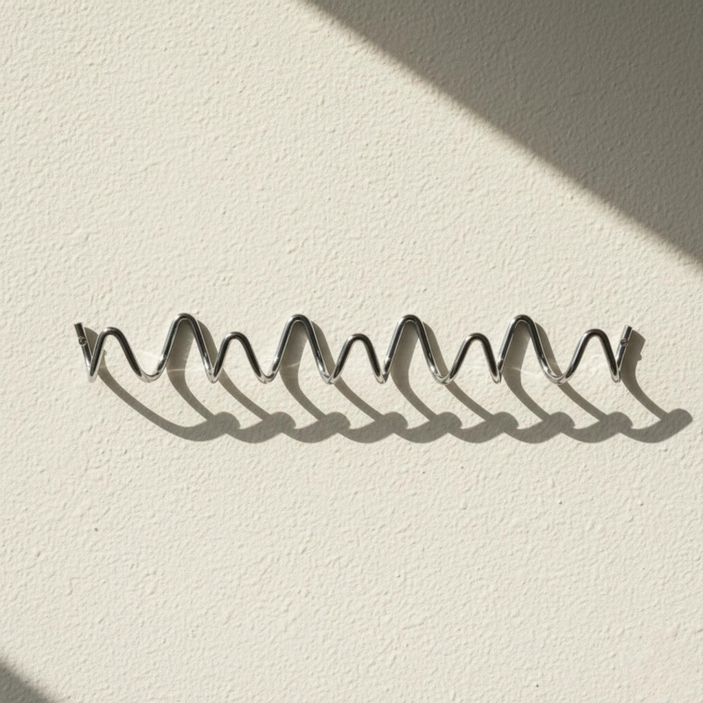 Wave Hook Rail — size comparison S, M and L on a wall