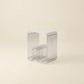 Linea Side Table in Silver — polished stainless steel wire side table and magazine rack