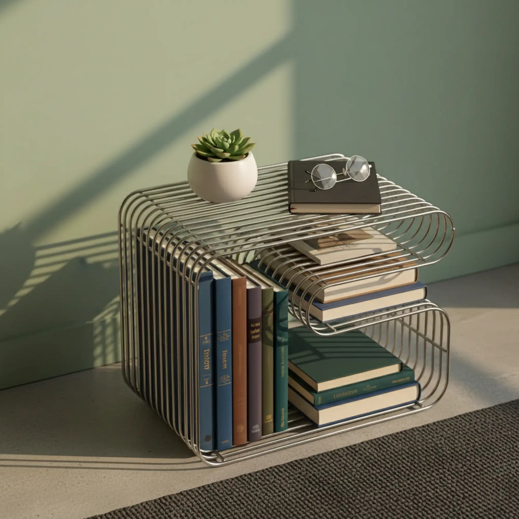 Linea Side Table in Stainless Steel Wire — alternate view 2