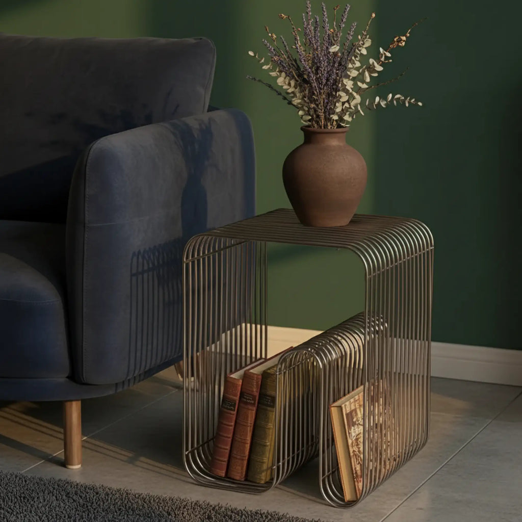 Linea Side Table in Stainless Steel Wire — alternate view 3