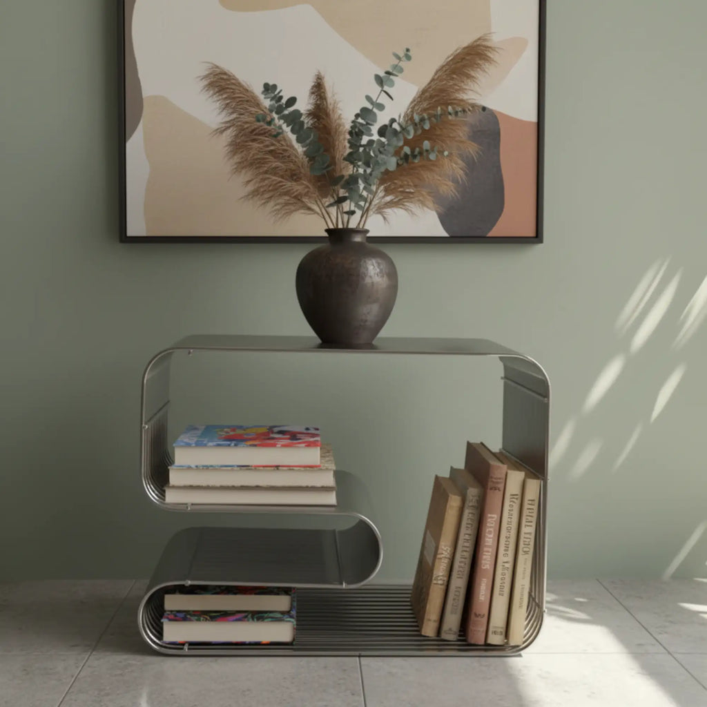 Linea Side Table in Stainless Steel Wire — alternate view 4