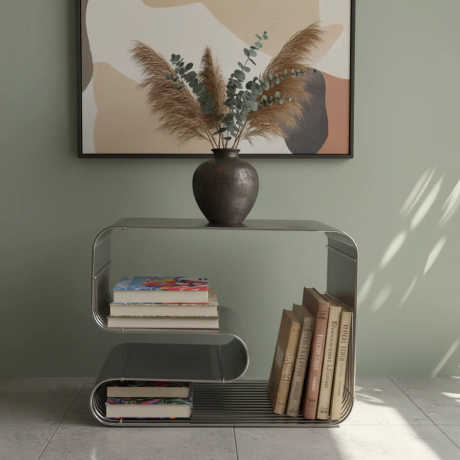 Linea Side Table in Stainless Steel Wire — alternate view 4