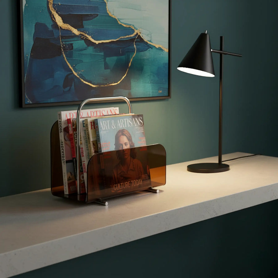 Lucite Lumen Magazine Stand with Chrome Handle — alternate view 3