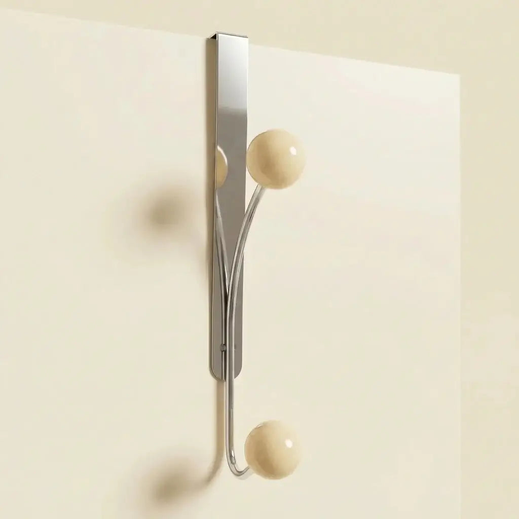 Over-Door Nomad Rack in Chrome and Wood in Beige