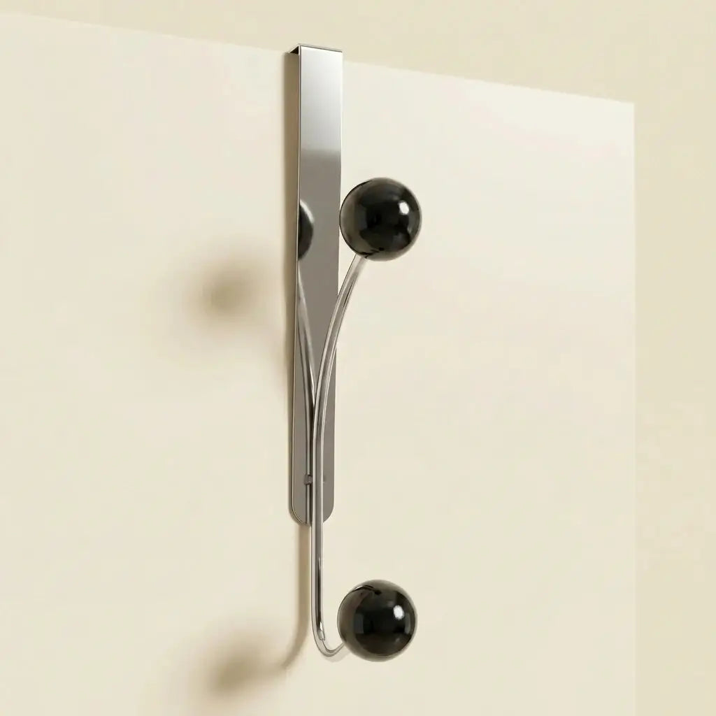 Over-Door Nomad Rack in Chrome and Wood in black