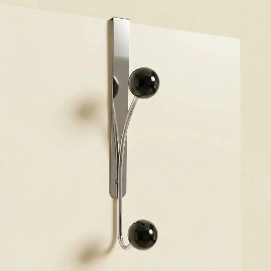 Over-Door Nomad Rack in Chrome and Wood in black