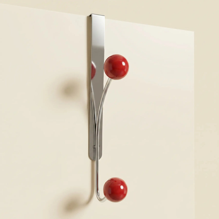 Over-Door Nomad Rack in Chrome and Wood in Red