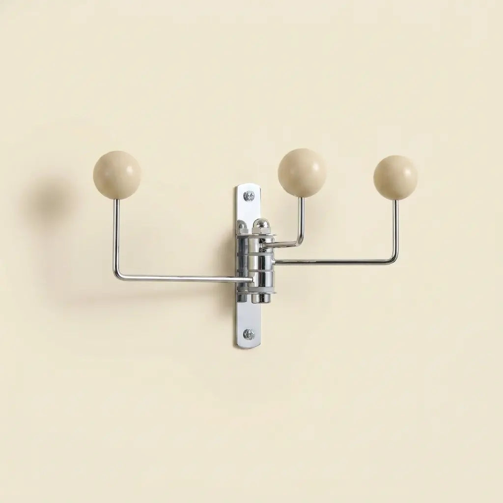 Beige Wall Mounted Pirouette Swivel Hook in Steel and Wood