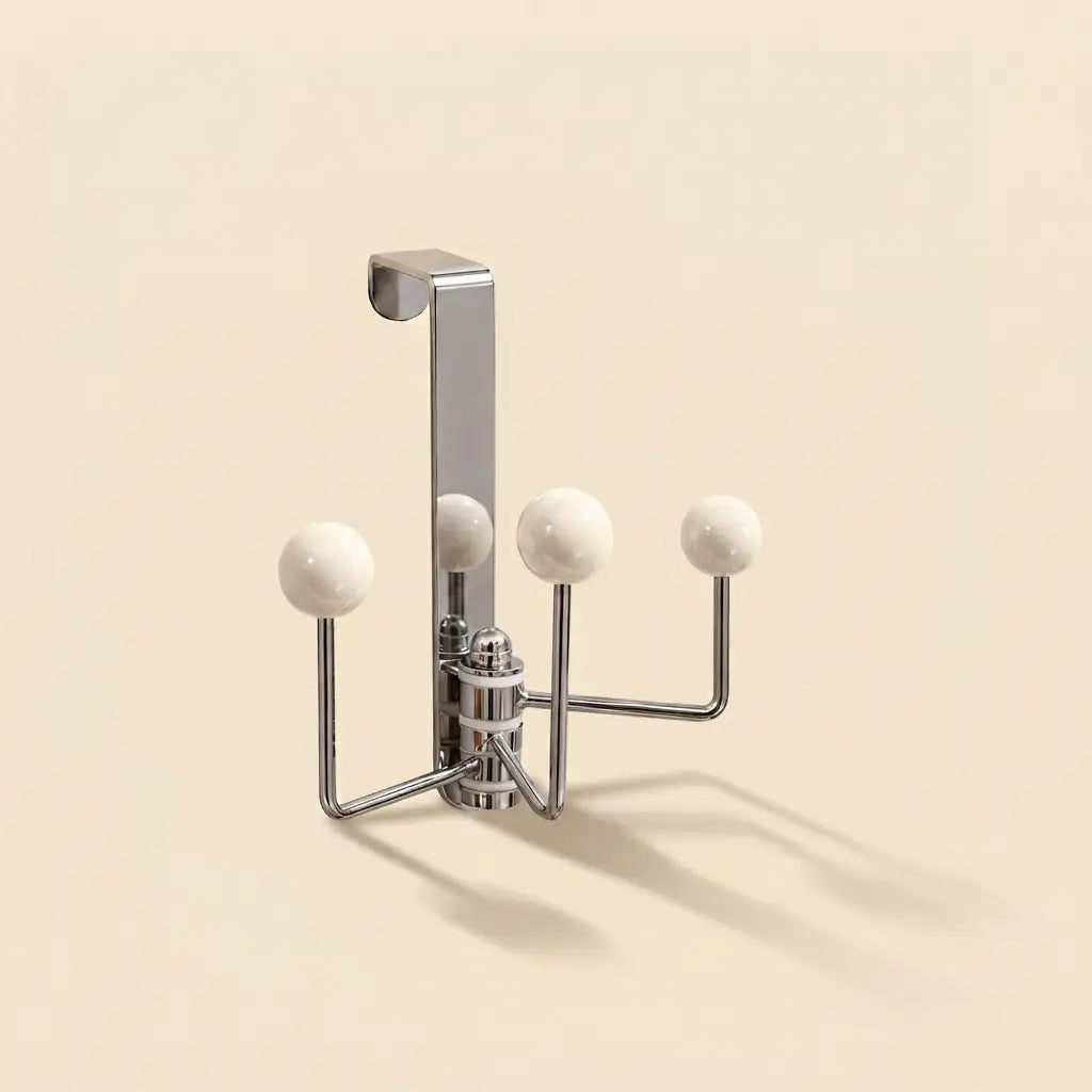 White Over-Door Pivot Rack with Swivel Hooks