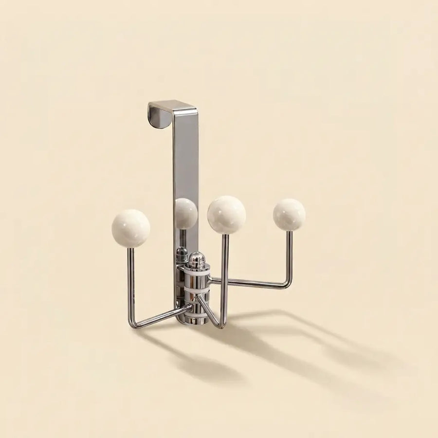 White Over-Door Pivot Rack with Swivel Hooks
