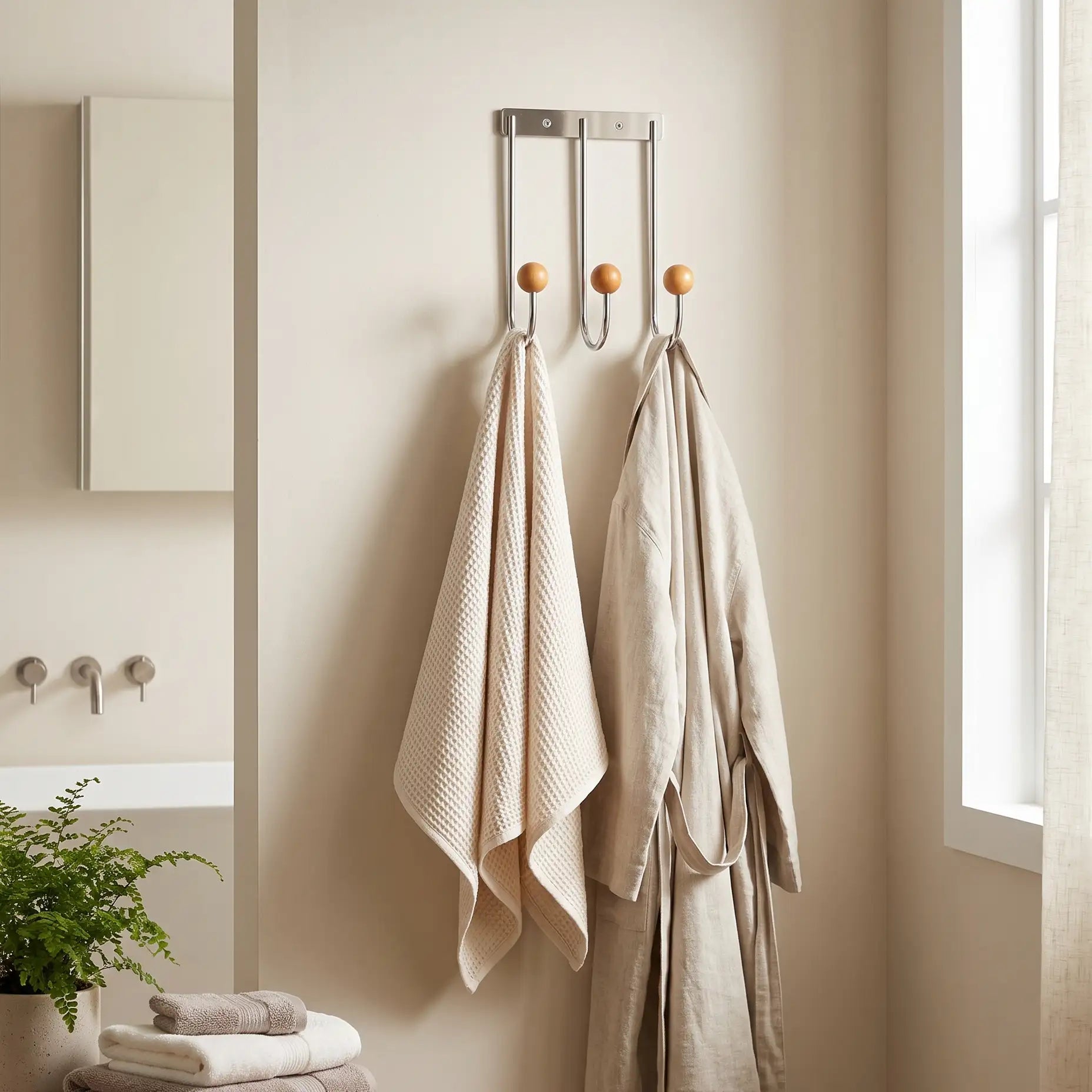 Wall Mounted Sphere Hook Trio in Stainless Steel — alternate view 2