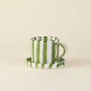 Striped Ceramic Cup and Saucer Set, 280 ml
