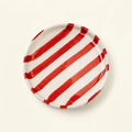 Red striped ceramic side plate 14.5 cm