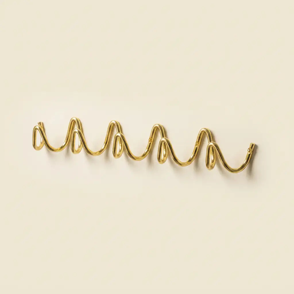 Gold Wall Mounted Wave Hook Rail in Galvanized Iron