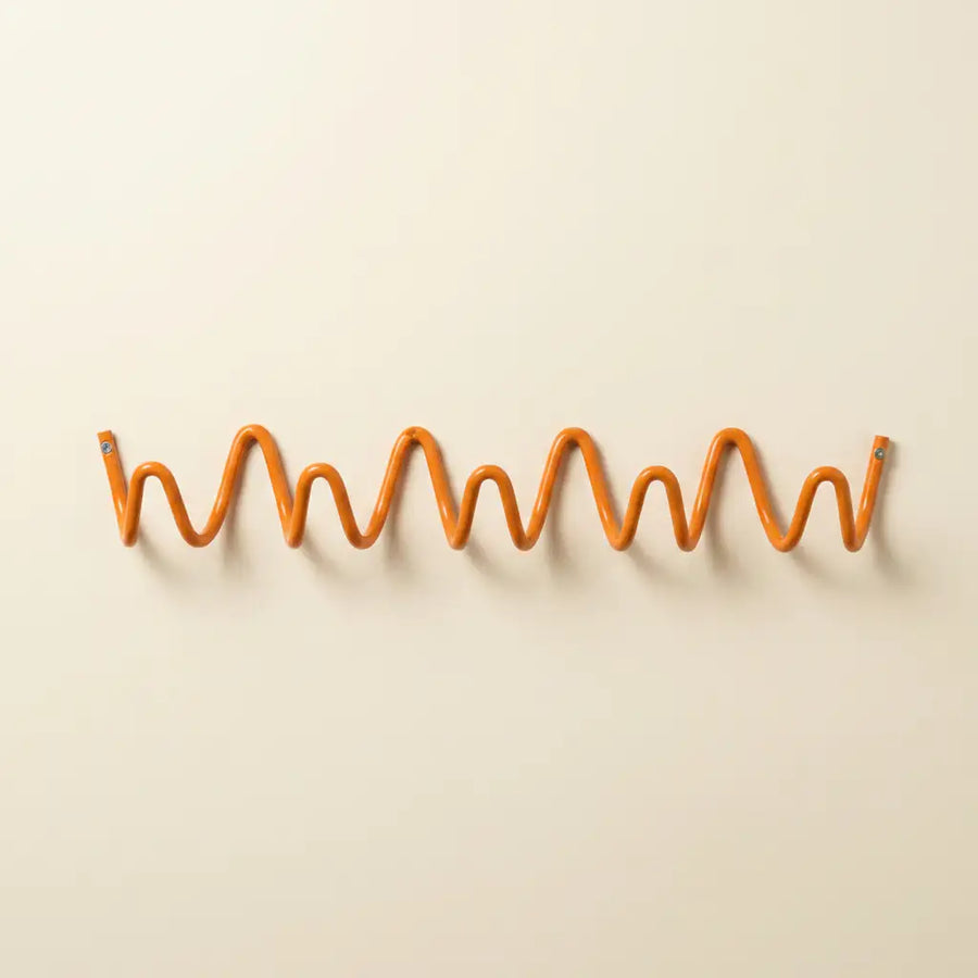 Orange Wall Mounted Wave Hook Rail in Galvanized Iron