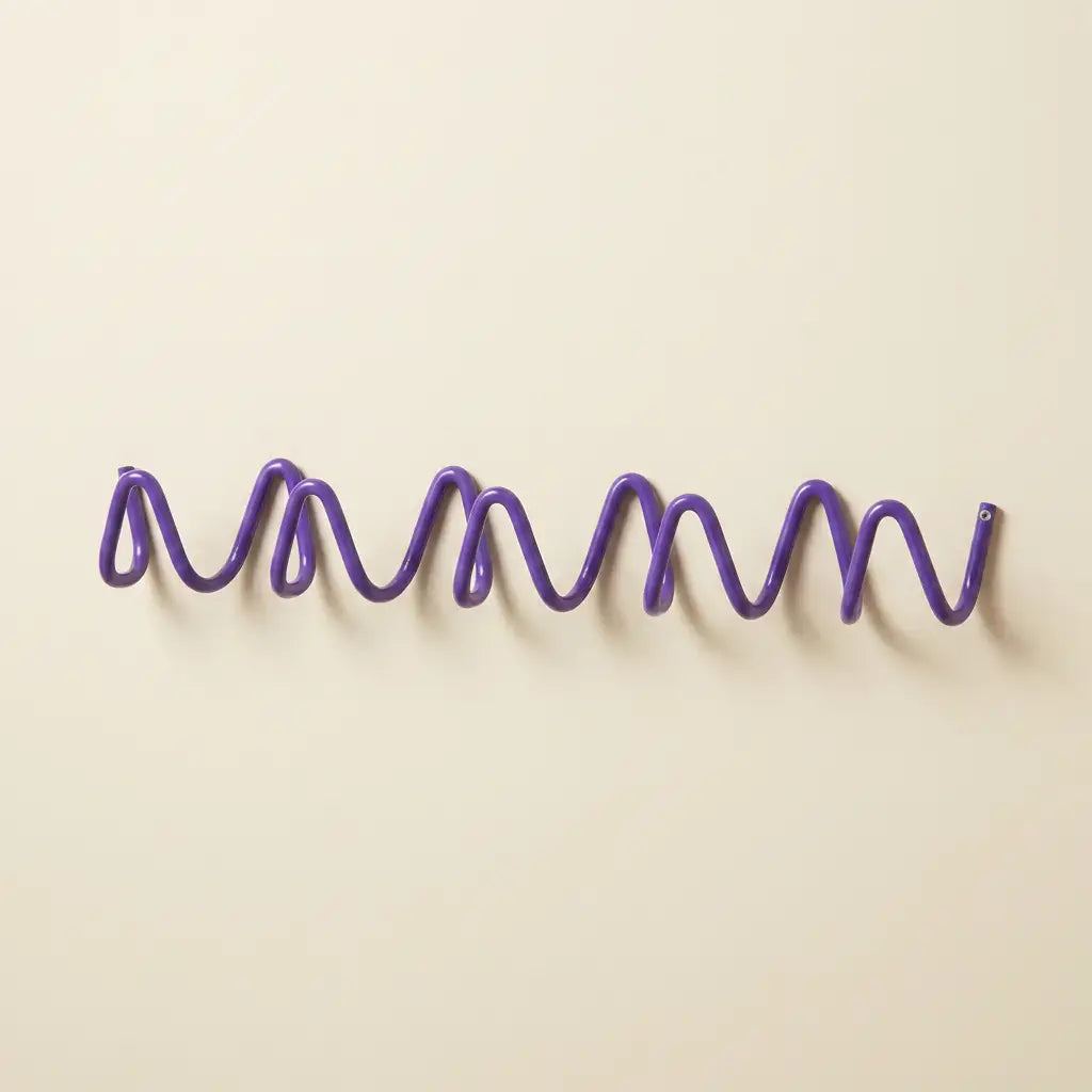 Purple Wall Mounted Wave Hook Rail in Galvanized Iron