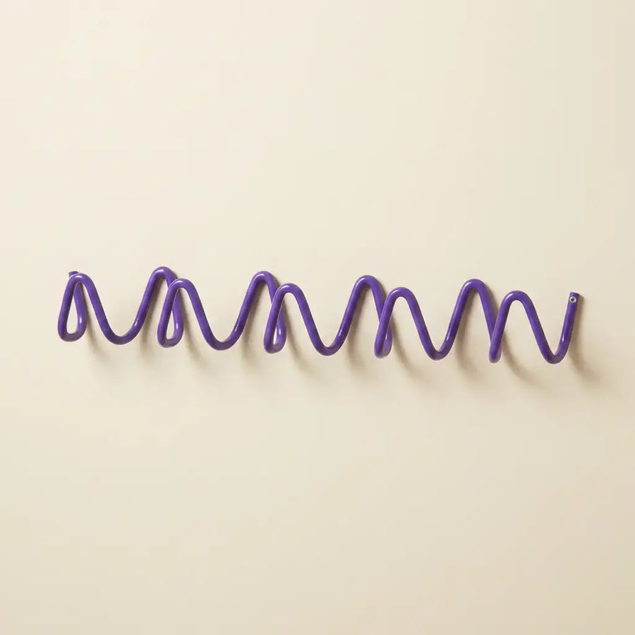 Purple Wall Mounted Wave Hook Rail in Galvanized Iron