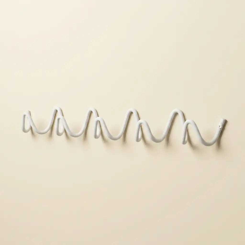 White Wall Mounted Wave Hook Rail in Galvanized Iron