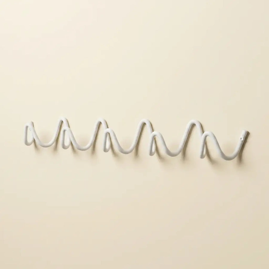 White Wall Mounted Wave Hook Rail in Galvanized Iron